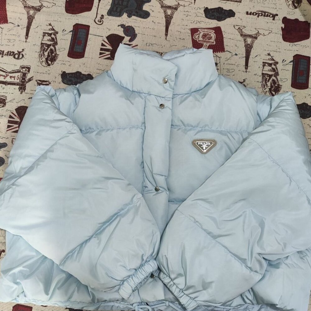 Prada Women's Light Blue Short Down Jacket